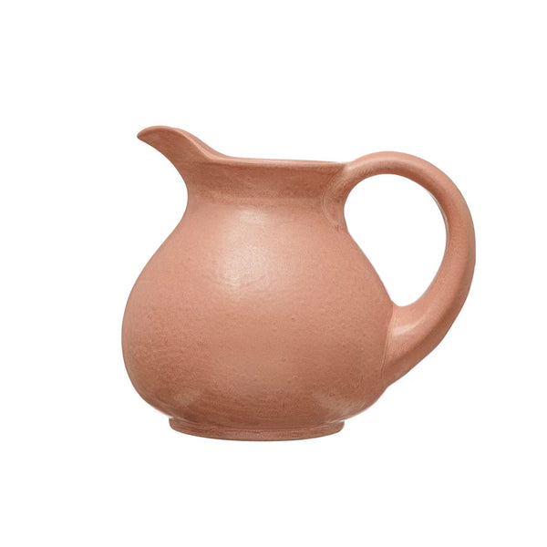 Pink Glazed Stoneware Pitcher