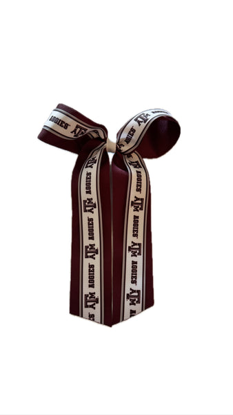 Large Collegiate Logo Grosgrain Overlay Streamer Bow