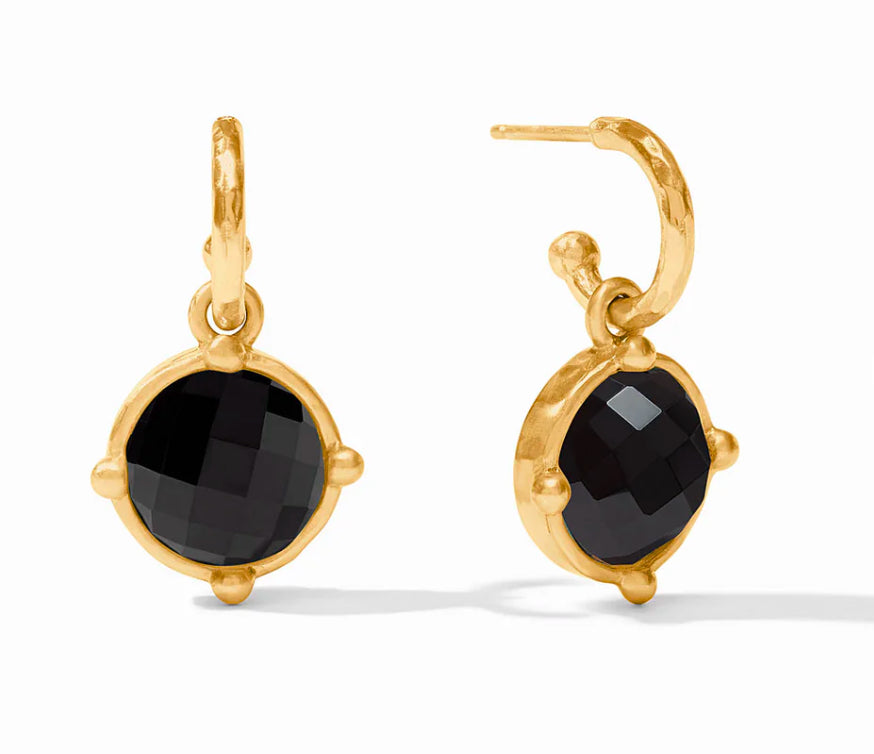 Honeybee Hoop & Charm Earring- Obsidian Black