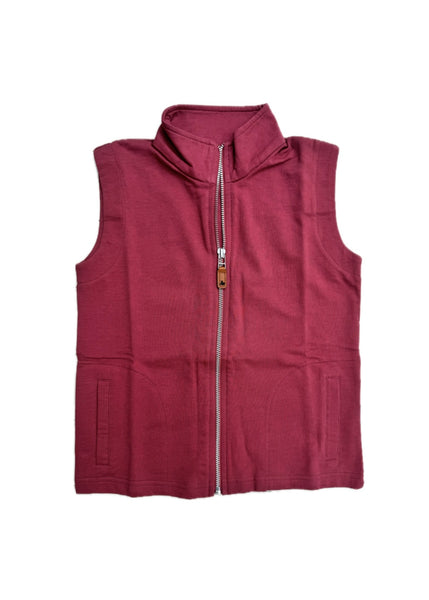 Knit Full Zip Vest in Mineral Red
