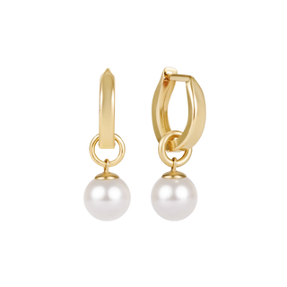 Huggie Gold 0.5" Hoop- Classic Pearl 8mm Charm