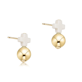 SIGNATURE CROSS SMALL OFFWHITE STUD - CLASSIC GOLD