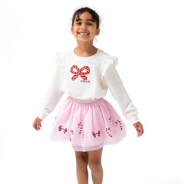 Candy Canes Ruffle French Terry Sweatshirt