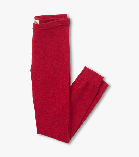 Red Shimmer Knit Leggings