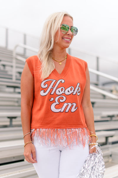 Hook ‘Em Feather bottom Tank Sweater