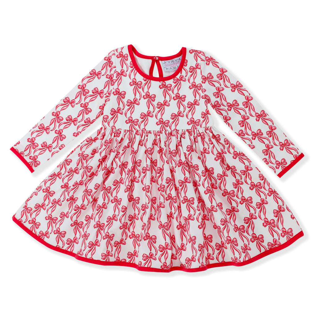 Girls Red Bow Dress