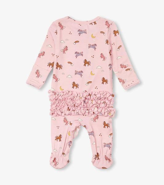 Whimsical Ponies Ruffle Bum Bamboo Coverall