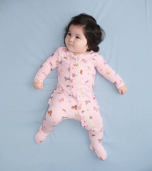 Whimsical Ponies Ruffle Bum Bamboo Coverall