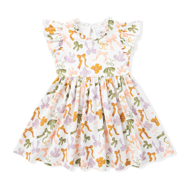 Bows Flutter Sleeve Dress