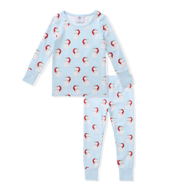 Vintage Santa Blue Butterknit 2 Piece PJ Set