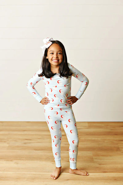 Vintage Santa Blue Butterknit 2 Piece PJ Set