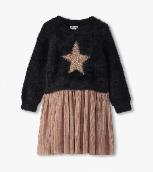 Gold Star Mix Media Dress