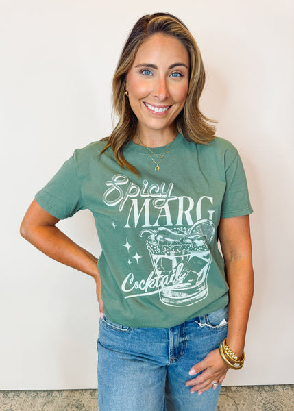 Spicy Marg Boyfriend Tee - Hunter Green