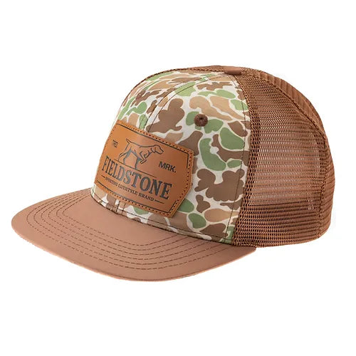 Vintage Old School Brown Bill Hat in Camo
