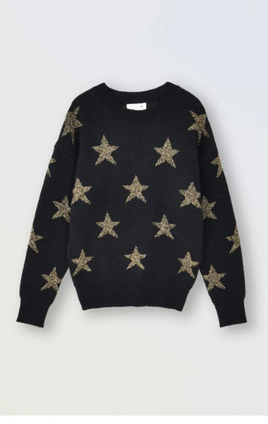 Girls Black Star Pattern Sweater