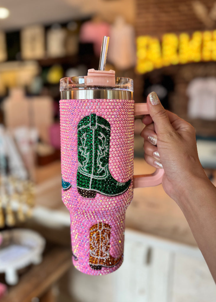 Sparkle Pink Boot Tumbler