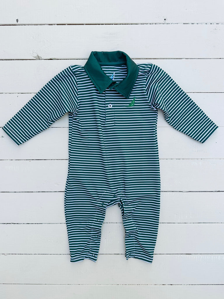 Banks Pine Stripe L/S Performance Polo Romper