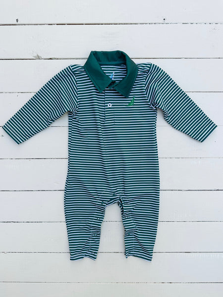 Banks Pine Stripe L/S Performance Polo Romper
