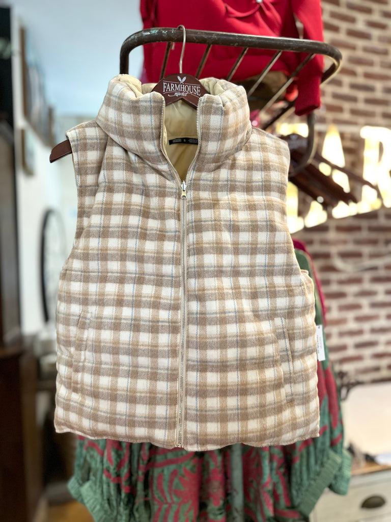 Flannel Puffer Vest