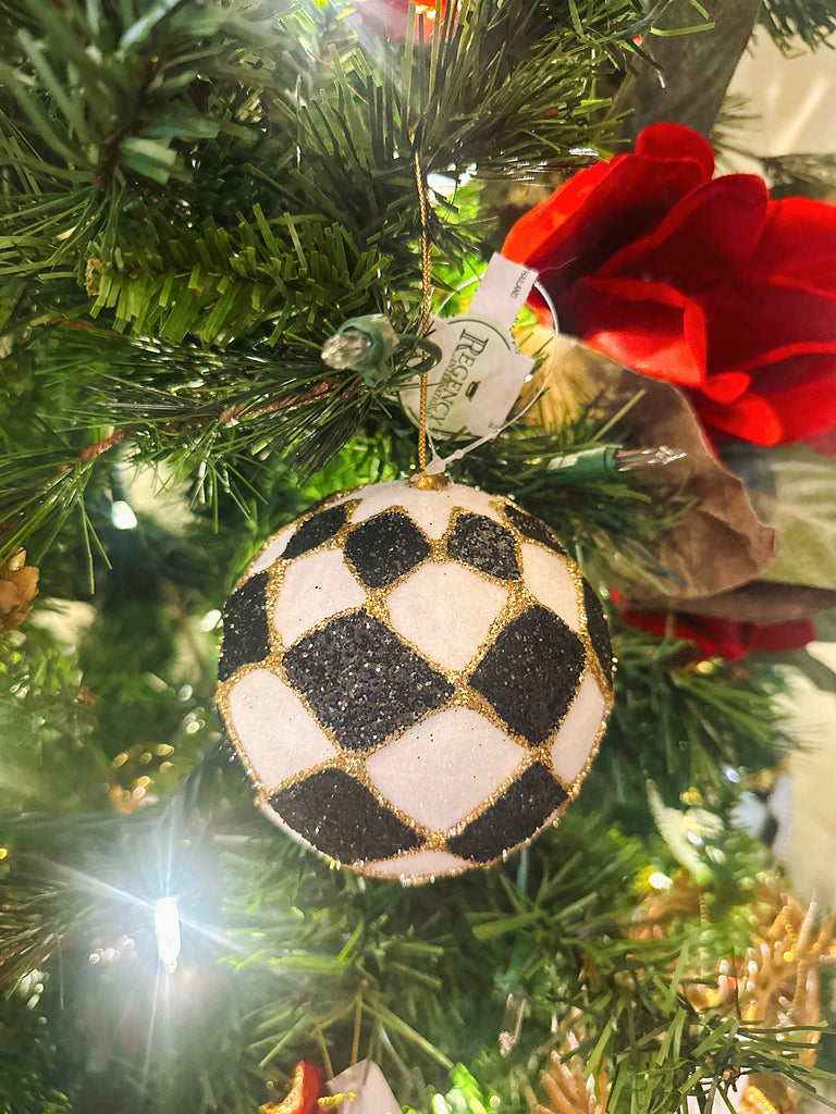 Harlequin Glitter Ball Ornament