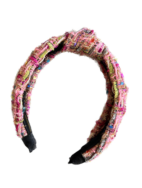 Tweed Knot Headband- Pink
