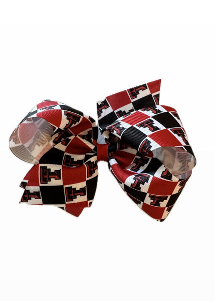 King College Checkerboard Print Bow