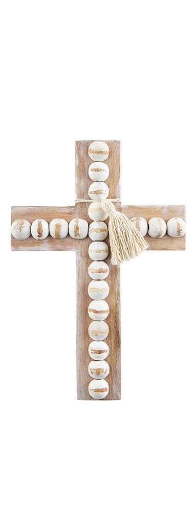 Large Wood Beaded Cross