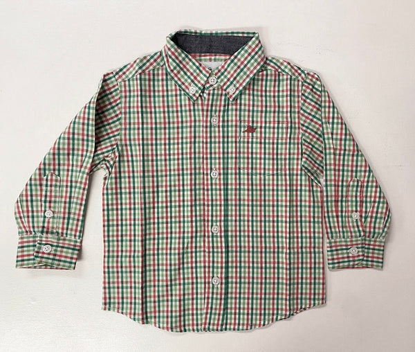 Mineral/Elm Green/Red Plaid LS Dress Shirt