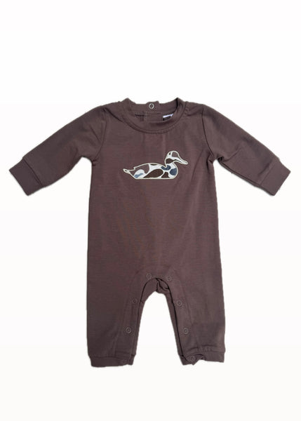 Brown Camo Duck Applique Romper