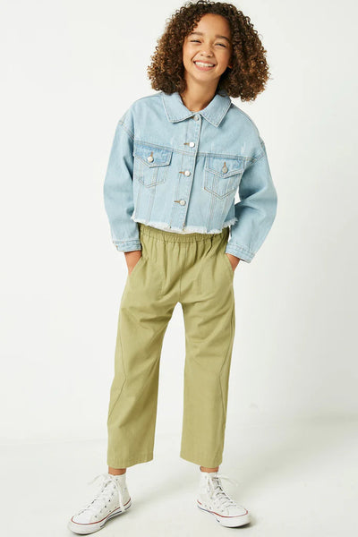 Cut-Off Cropped Light Denim Jacket