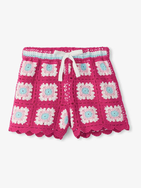 Raspberry Rose Crochet Shorts