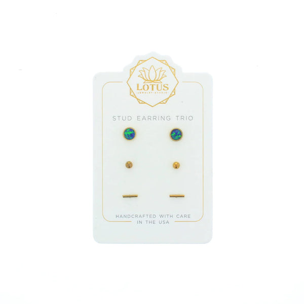 Gold Opal Stud Green