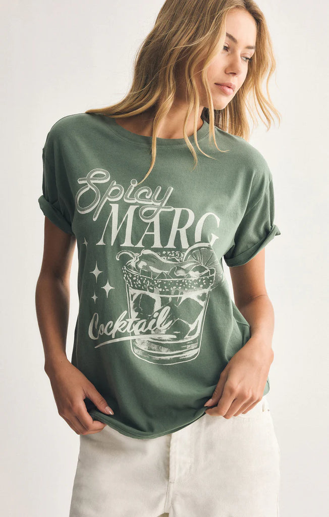 Spicy Marg Boyfriend Tee - Hunter Green