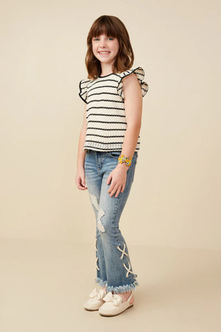Contrast Piped Textured Stripe Knit Tank