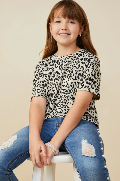 Leopard Drop Shoulder Terry Tee