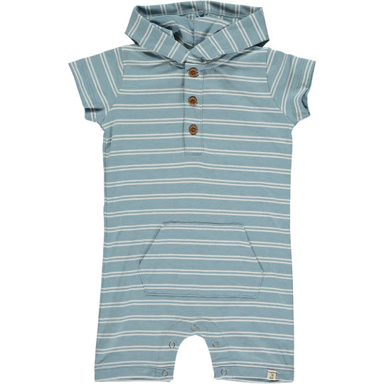 Charlie Blue Stripe Hooded Romper