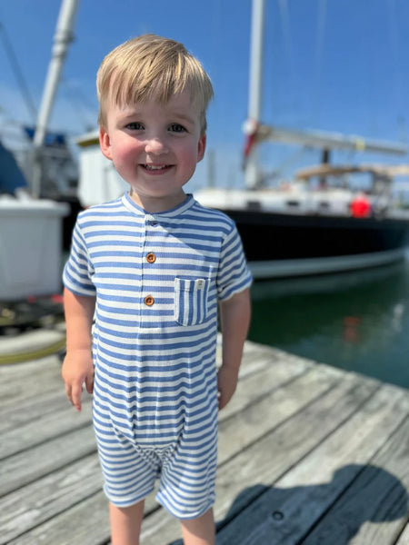 Camborne Blue White Striped Rib