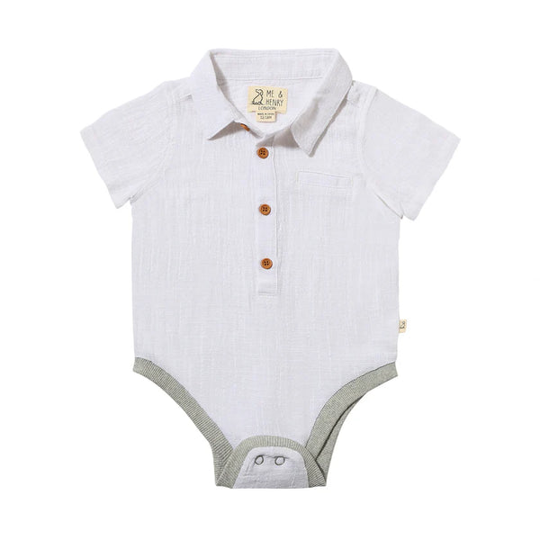 Helford White Woven Onesie