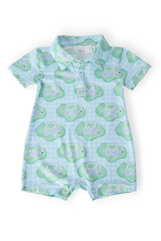 He's On The Green Polo Shorty Romper
