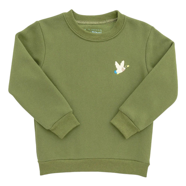 Embroidered Mallard Pullover Sweatshirt
