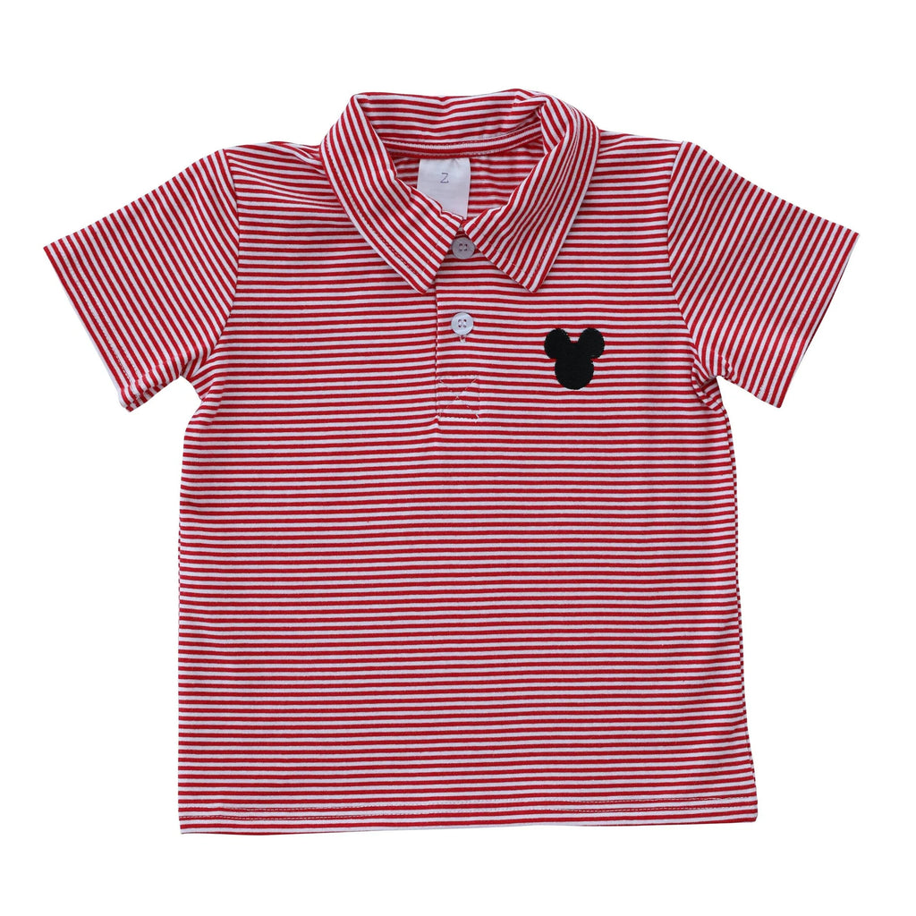 Mouse Polo in Red & White Stripes