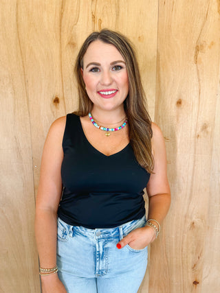 Avala V-Neck Top in Black