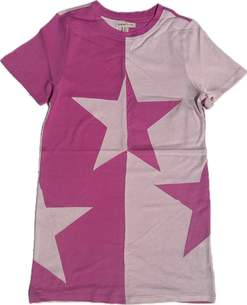 Girls Color Blocked Star Applique Dress