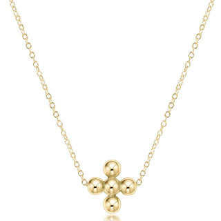 16" Necklace Gold - Signature Cross Beaded Gold 4mm
