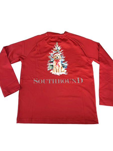 Christmas Pup LS Perfect Tee in Red