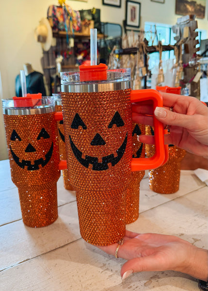 Rhinestone Pumpkin Tumbler Cup