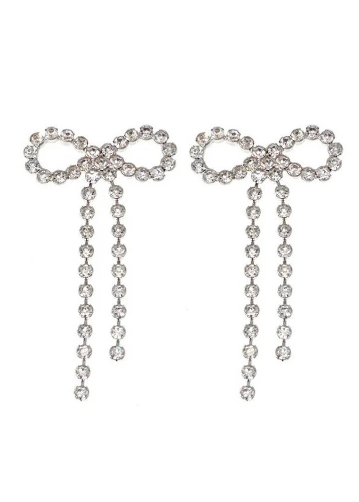 Rhinestone Bow Earrings