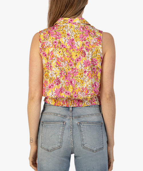 Renata Front Twist Top in Pink Floral