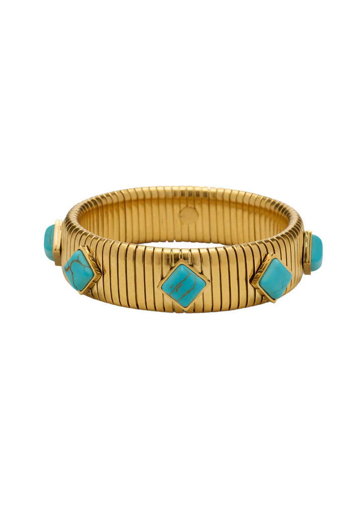 Turquoise Tube Bracelet Gold