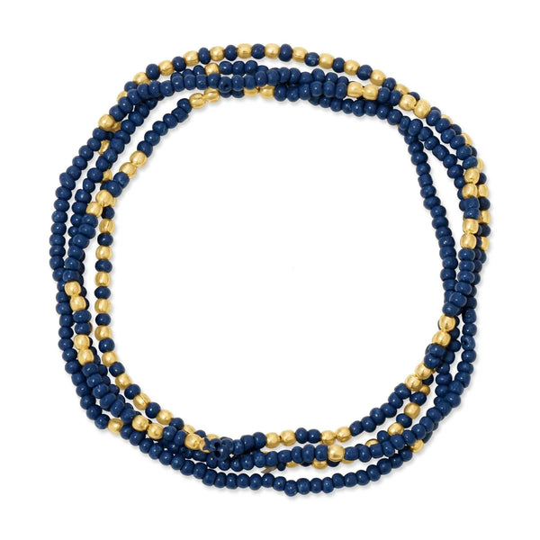 2mm stretch seed beed bracelets with gold bead accents